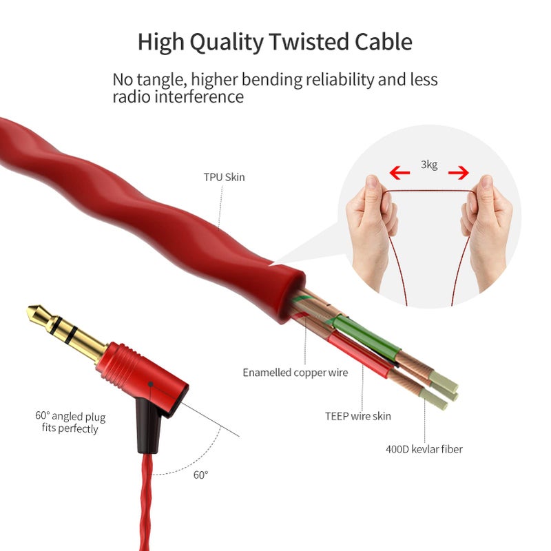 SoundMAGIC E80 Wired Earbuds No Microphone HiFi Stereo Audiophile Earphones Noise Isolating in Ear Headphones Comfortable Fit Super Bass Black Red - Image 5